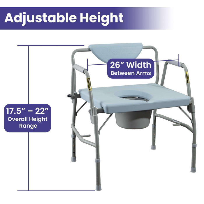 Medacure Bariatric Adjustable Bedside Drop-Arm Commode Chair - Shop Home Med