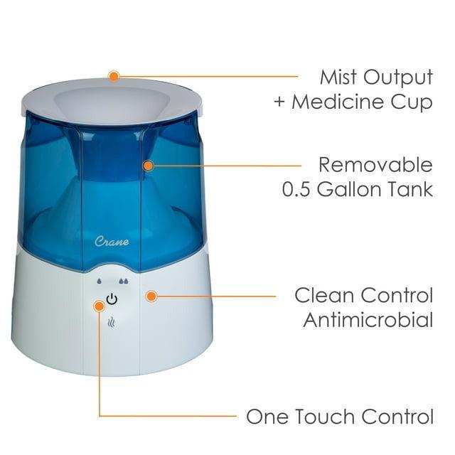 Crane Warm Mist Humidifier 2 Speed Settings - 0.5 Gal. - Shop Home Med