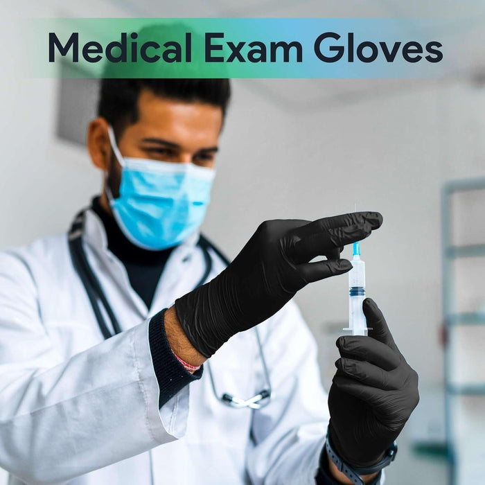 FifthPulse Medical Exam Black Nitrile Gloves - 10 Boxes of 100 Count - Shop Home Med