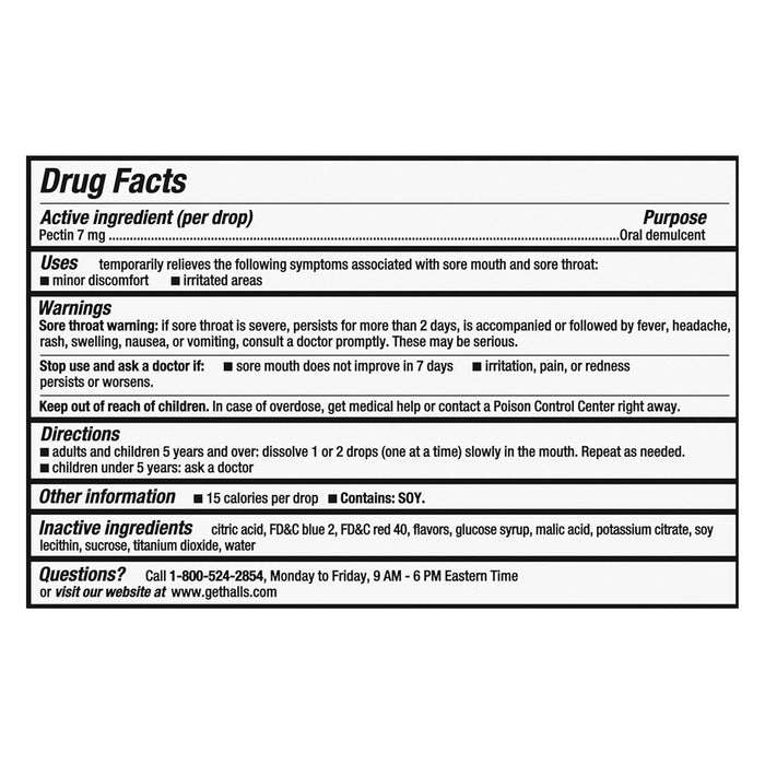 Halls Cool Berry Throat Soothing Drop Lozenges - 12 x 25Ct