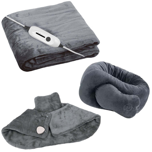 Pursonic Heated Blanket, Neck and Shoulder Heating Pad, and Massaging Wrap Relaxation Bundle shophomemed