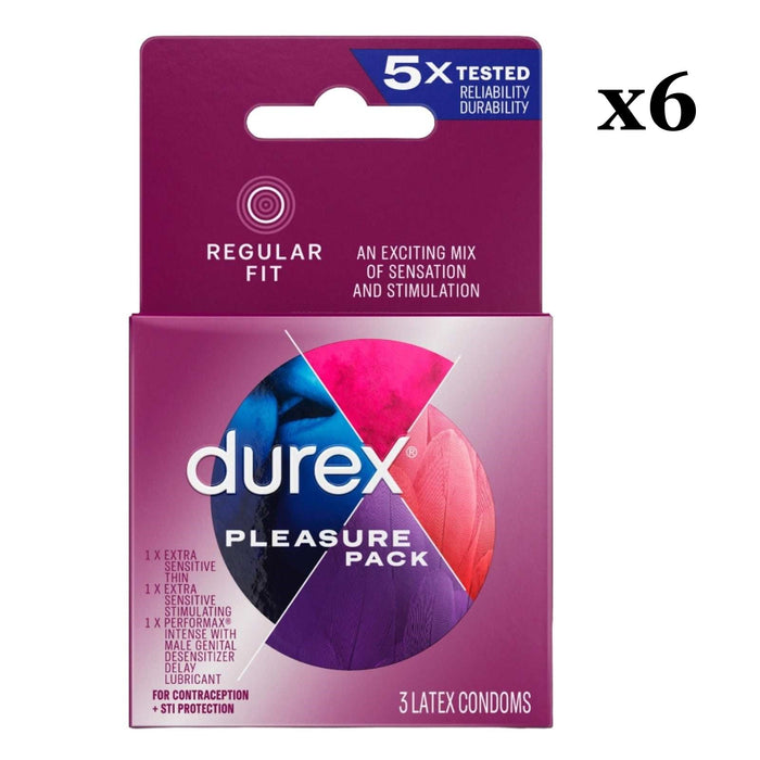 Durex Pleasure Pack Assorted Natural Latex Regular Fit Condoms shophomemed