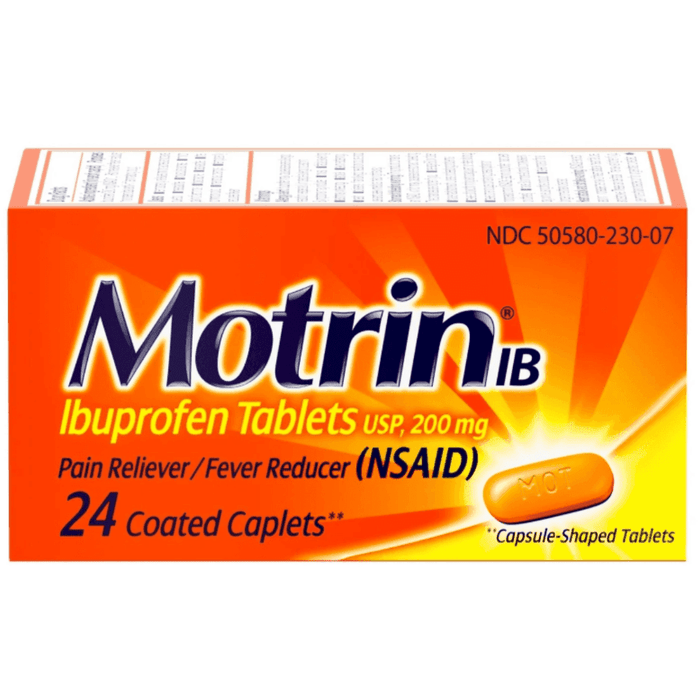 Motrin IB Ibuprofen 200mg Tablets for Pain & Fever Relief