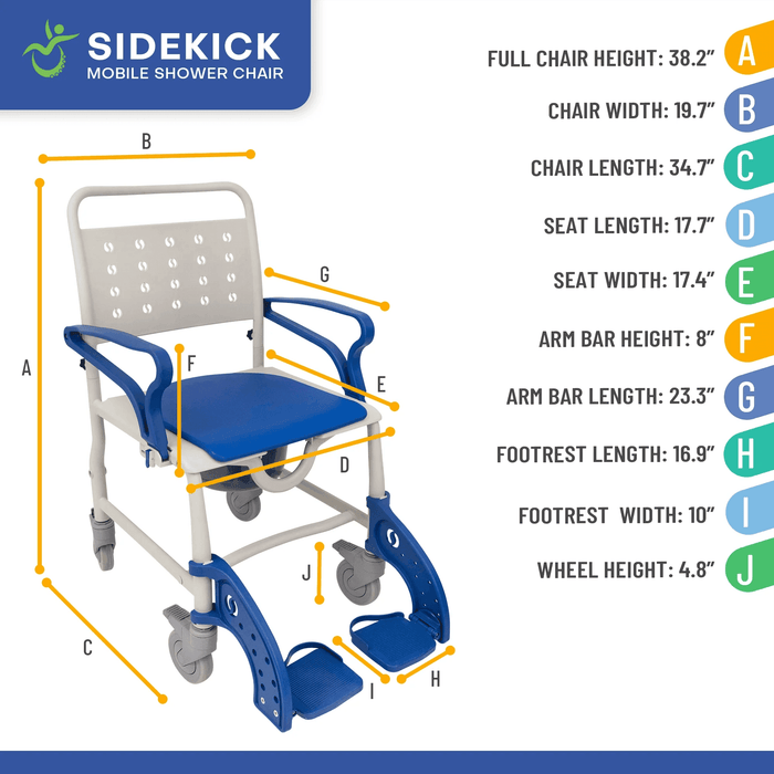 3-in-1 Sidekick Ultralight Shower Chair with Wheels