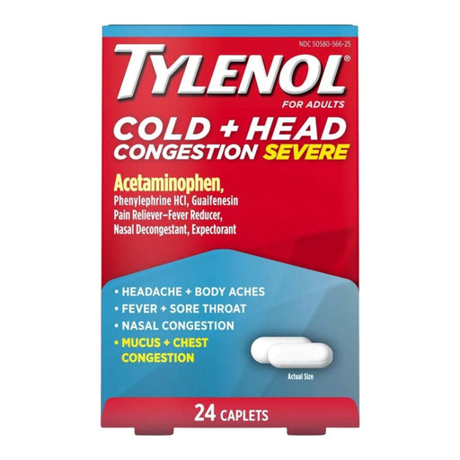 Tylenol Cold + Head Congestion Severe Medicine Caplets - 24 Ct. - Shop Home Med