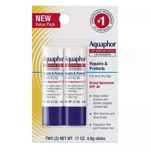 Aquaphor Lip Balm Repair Stick for Chapped Lips - SPF30 - 2pk/.34oz - Shop Home Med