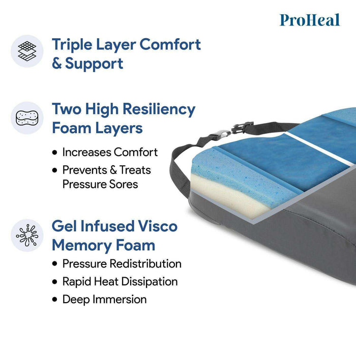 Bariatric Wheelchair Seat Cushion with Gel Infused Memory Foam - Shop Home Med