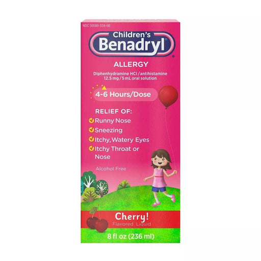 Childrenβs Benadryl Allergy Relief Liquid Medicine Cherry - 8 fl oz - Shop Home Med