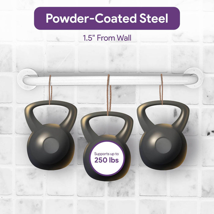 White Powder Coated Steel Grab Bars - Bathroom and Shower Safety Rail shophomemed