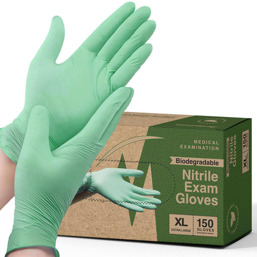 FifthPulse Biodegradable Disposable Nitrile Gloves Green β 150 Count - Shop Home Med