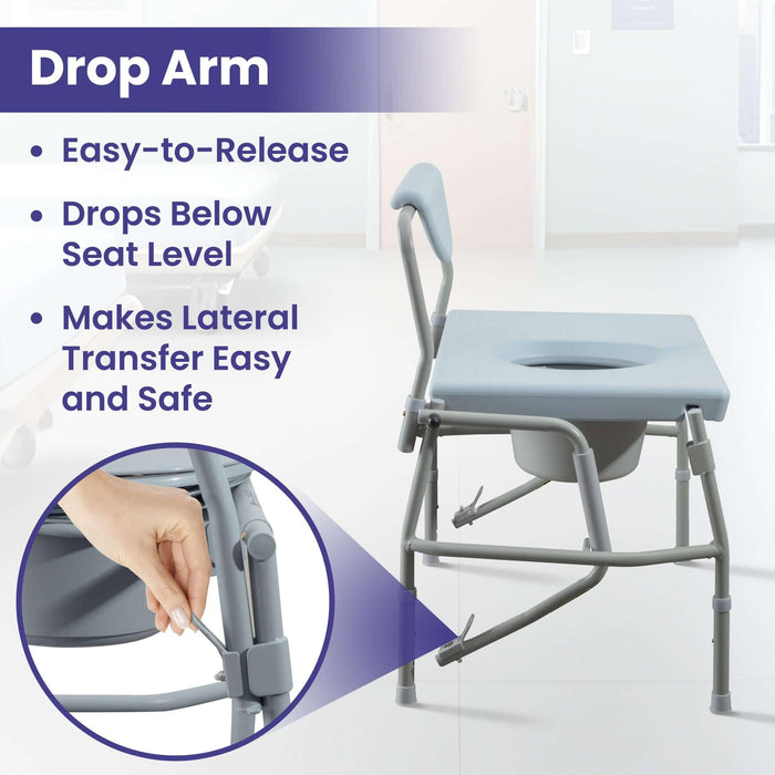 Medacure Bariatric Adjustable Bedside Drop-Arm Commode Chair - Shop Home Med