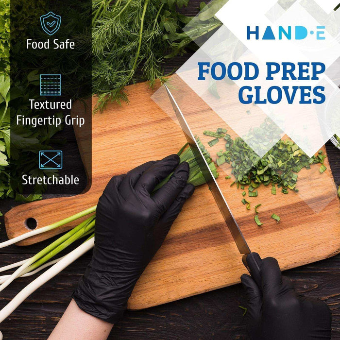 Hand-E Nitrile Gloves - Black - Shop Home Med