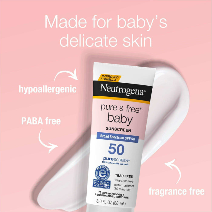 Neutrogena Pure & Free Baby Sunscreen Lotion Broad Spectrum SPF 50 - 3oz - Shop Home Med