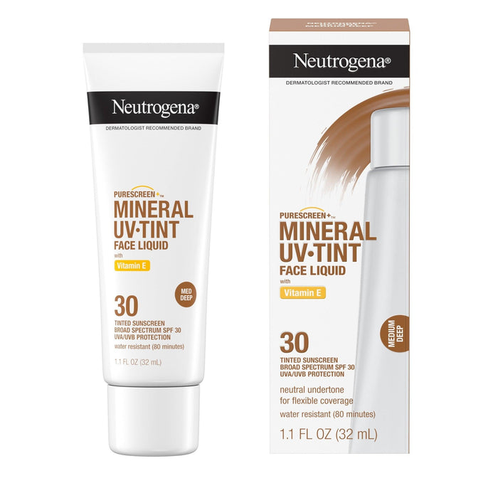 Neutrogena Purescreen+ Mineral UV Tint Face Liquid Sunscreen SPF 30, Medium Deep - 1.1 fl oz - Shop Home Med