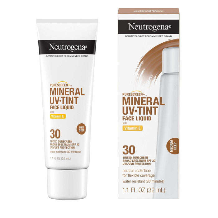 Neutrogena Purescreen+ Mineral UV Tint Face Liquid Sunscreen SPF 30, Medium Deep - 1.1 fl oz - Shop Home Med