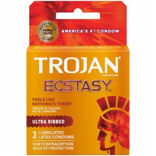 Trojan Condom Ecstasy Ultra Ribbed 3 Count - Shop Home Med