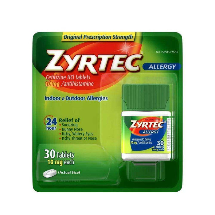 Zyrtec 24 Hour Allergy Relief Tablets - Cetirizine HCl - 30 + 10 Ct - Shop Home Med