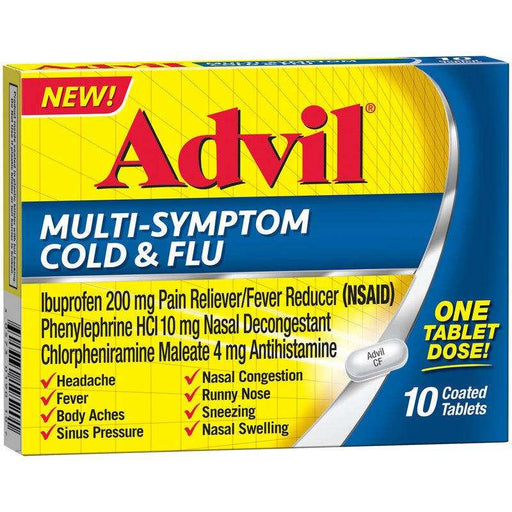 Advil Multi-Symptom Cold and Flu Pain Reliever Tablets - 10 Count - Shop Home Med