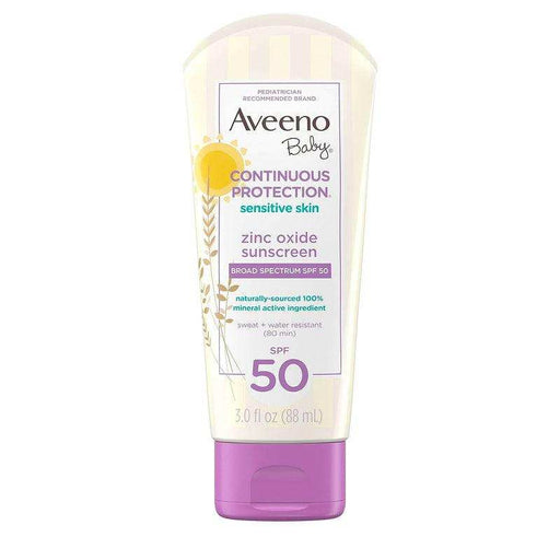 Aveeno Baby Continuous Protection Sensitive Skin Sunscreen Lotion, Broad Spectrum SPF50 - 3 oz - Shop Home Med
