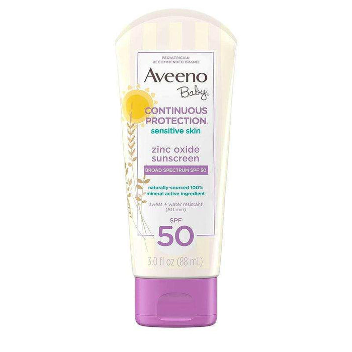 Aveeno Baby Continuous Protection Sensitive Skin Sunscreen Lotion, Broad Spectrum SPF50 - 3 oz - Shop Home Med
