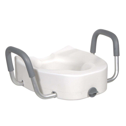Drive Medical Premium Plastic Raised Toilet Seat with Lock and Padded Armrests, Elongated - Shop Home Med