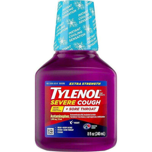 Tylenol Extra Strength Severe Cough + Sore Throat Night Liquid - 8 OZ - Shop Home Med