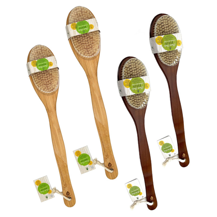 Pursonic Bath Body Brush with Long Bamboo Handle 4-Piece