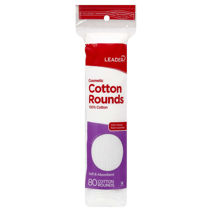 Leader Cosmetic Cotton Rounds - 80 Ct