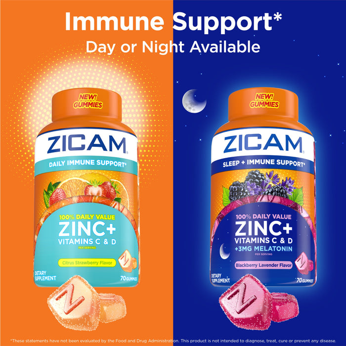 Zicam Daily Immune Support Gummy Supplement Citrus Strawberry