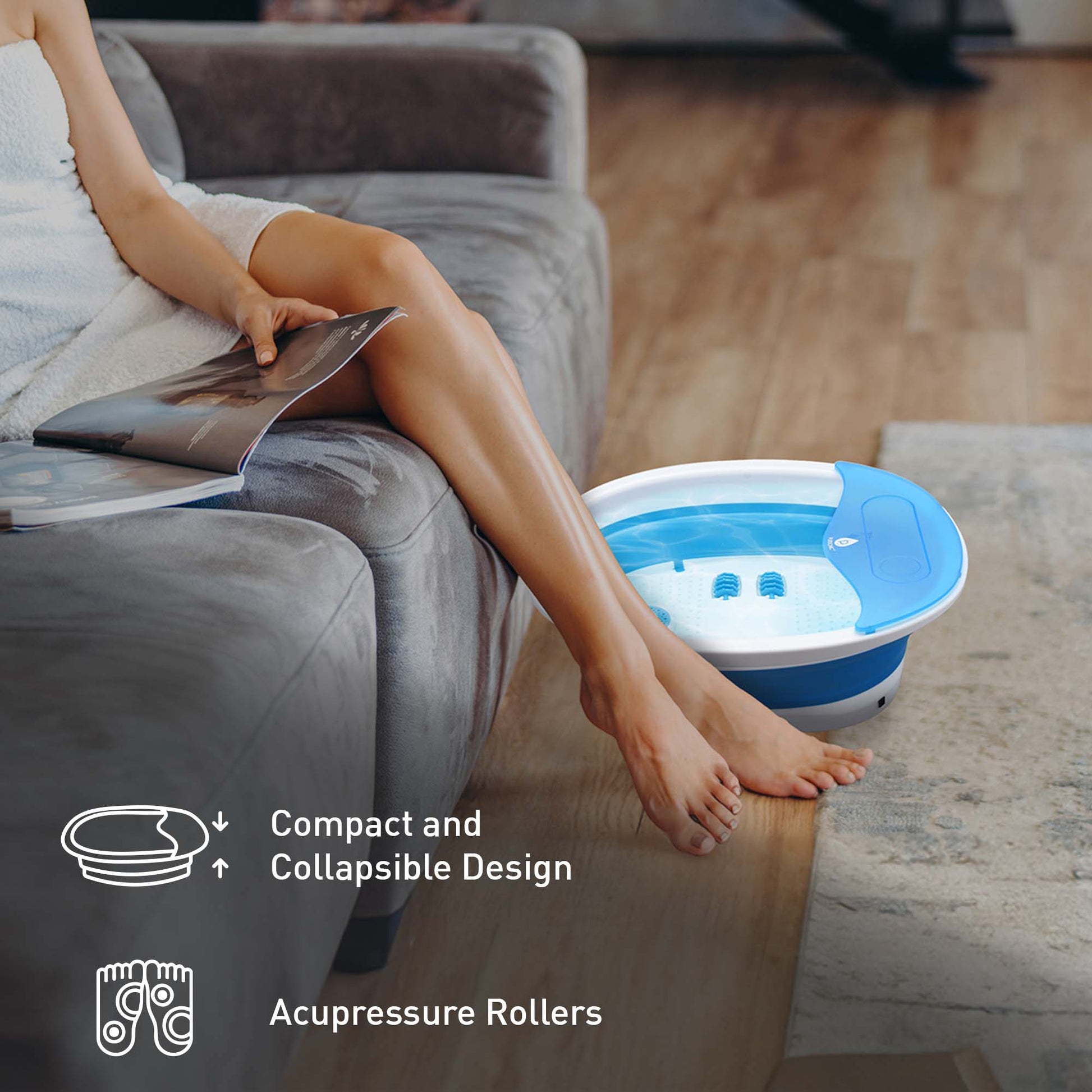 Pursonic 3-Setting Electric Heating Pad and Compact, Collapsible Footbath Spa Massager Home Comfort Bundle shophomemed