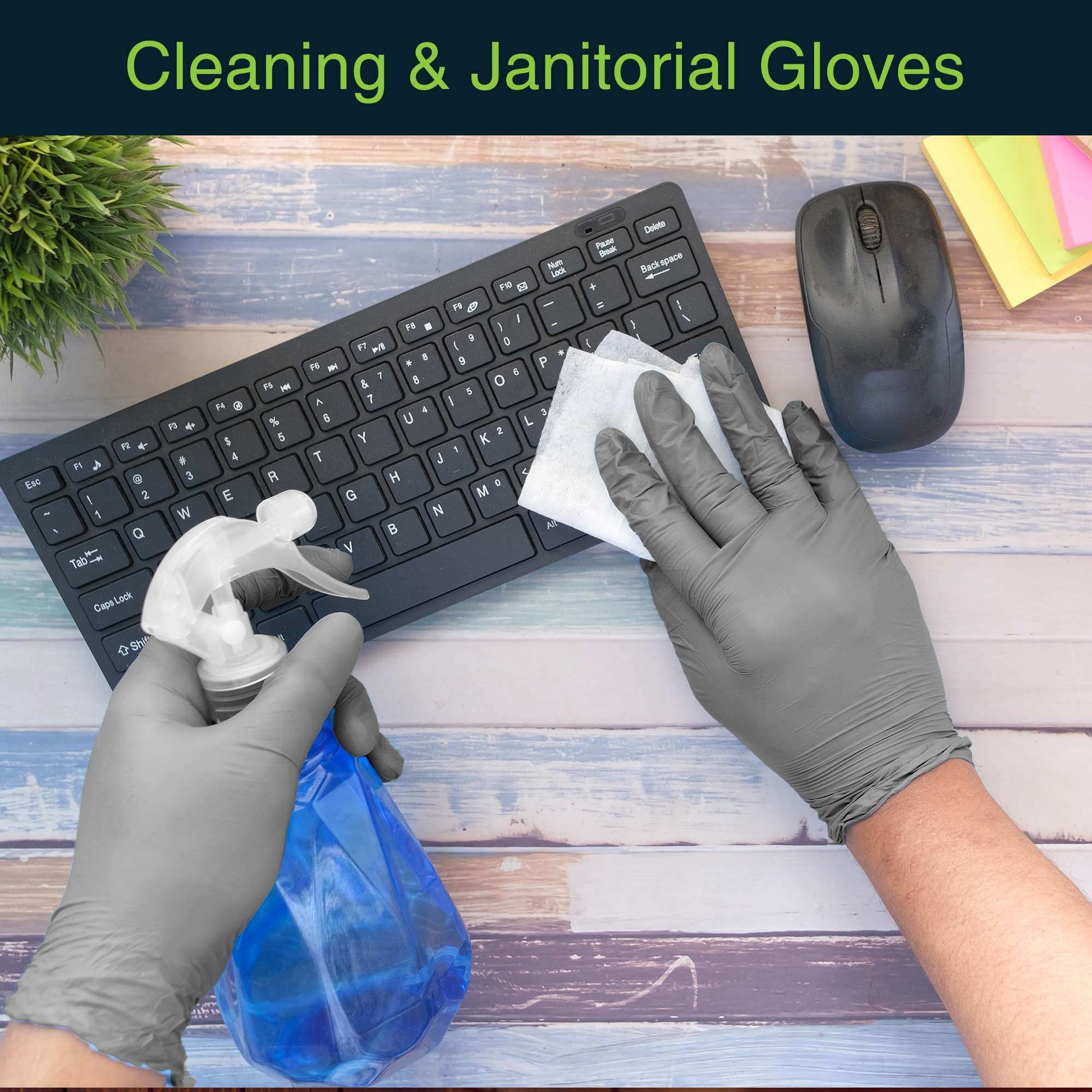 FifthPulse Cool Gray Disposable Nitrile Medical Gloves