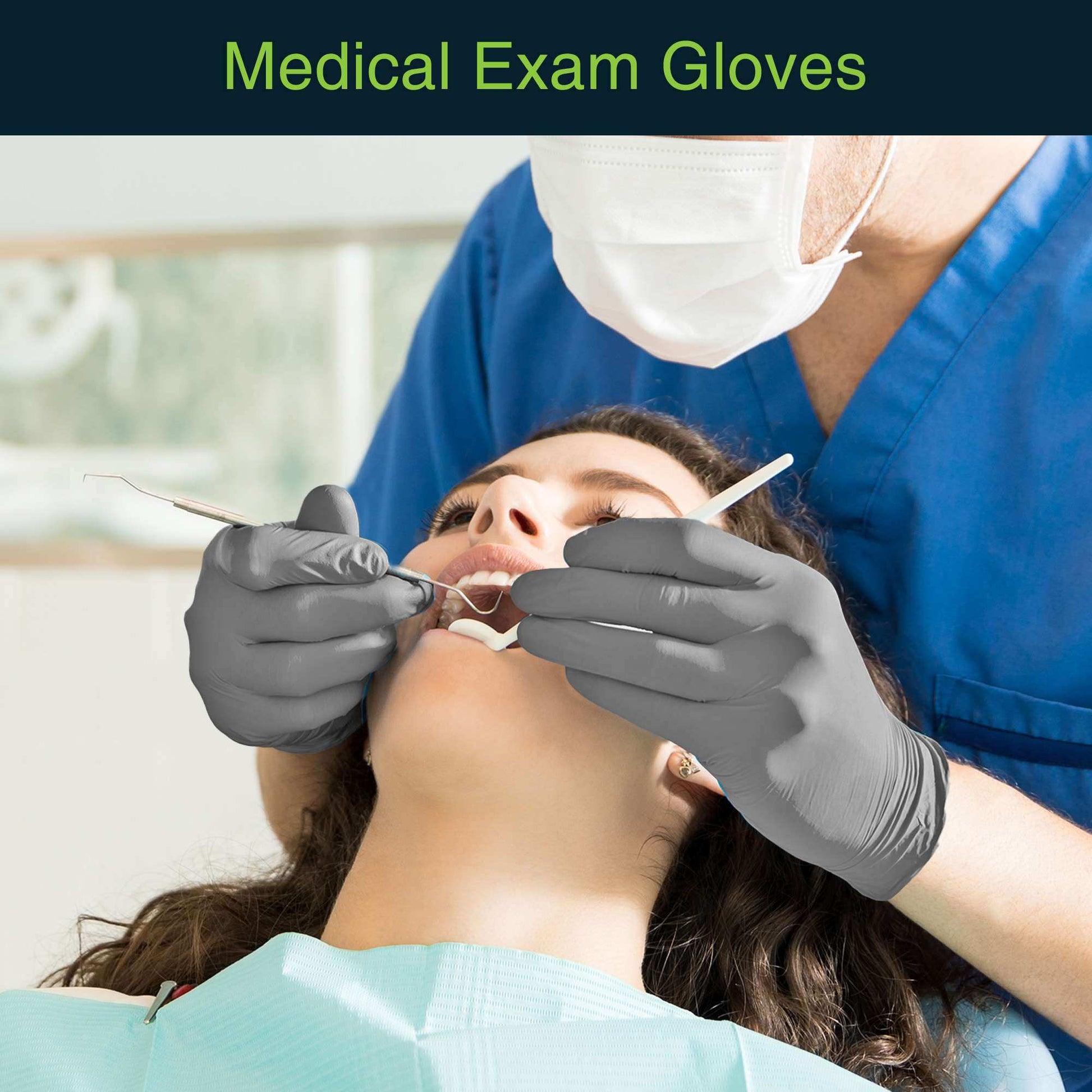 FifthPulse Cool Gray Disposable Nitrile Medical Gloves