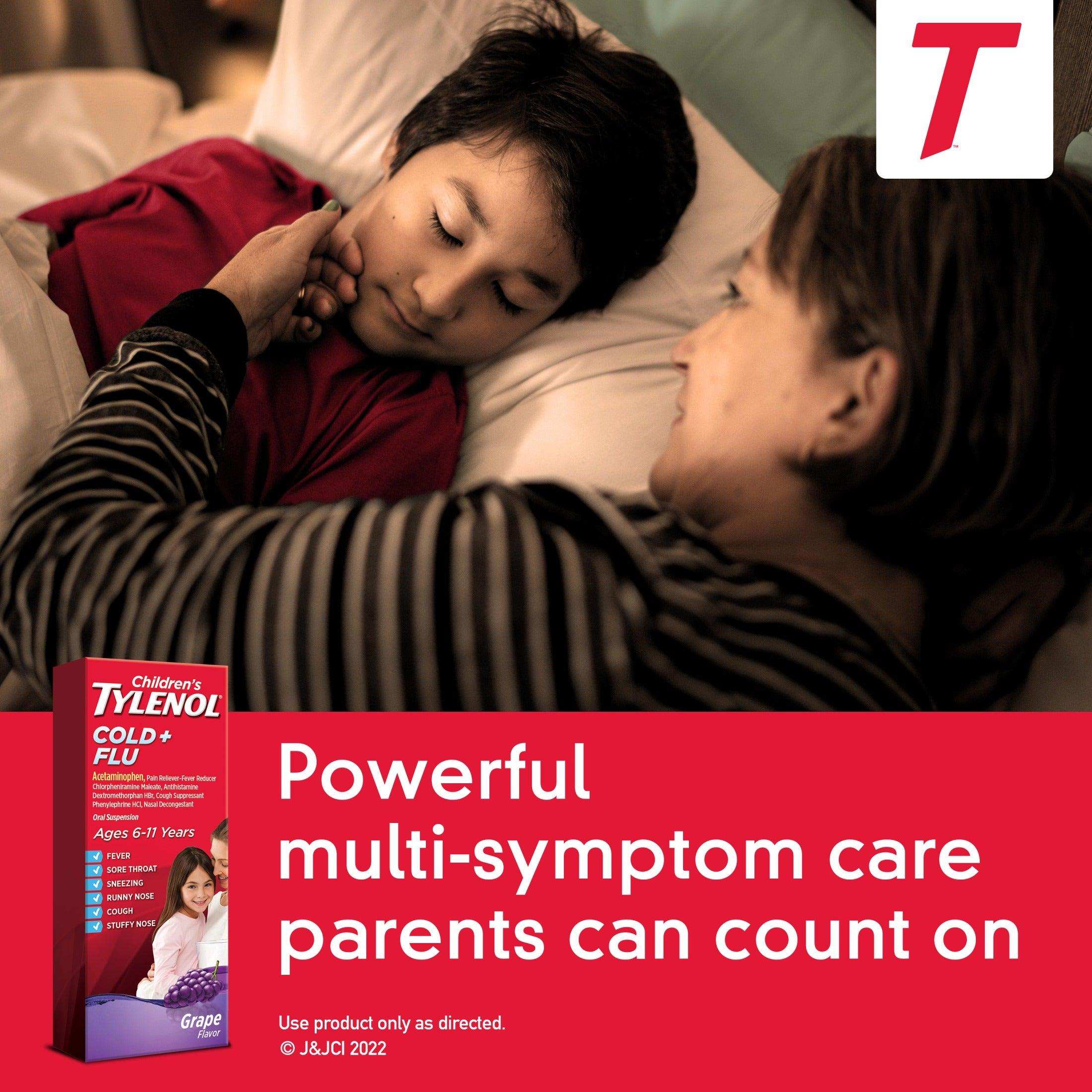 Tylenol Children's Cold & Flu Liquid Oral Suspension Grape - 4 fl. oz - Shop Home Med