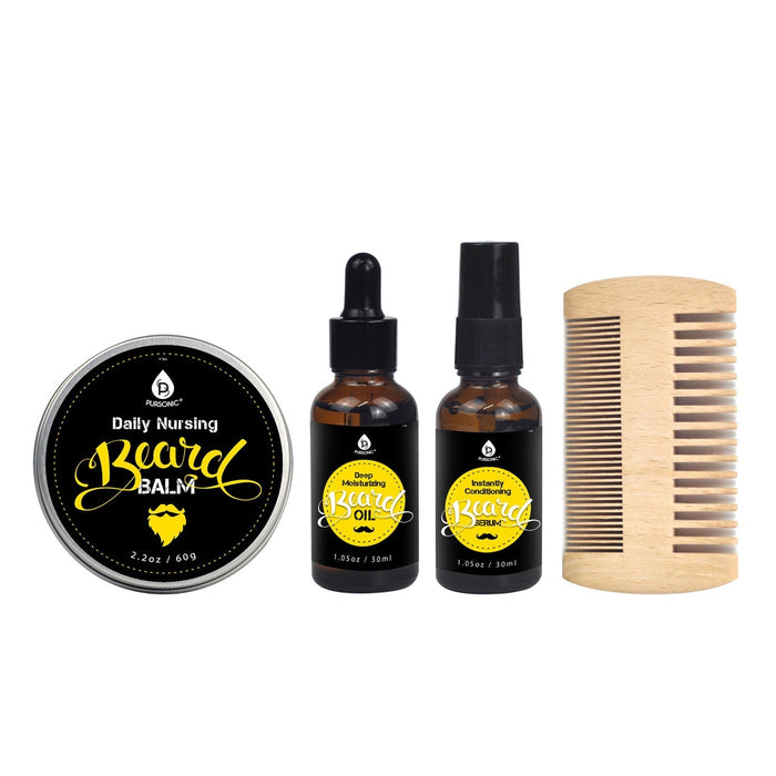 Pursonic Grooming Bundle: Beard Kit Derma Roller Vitamin C Eco Razor