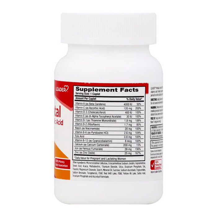 Leader Prenatal Folic Acid 800Mcg Caplets - 100 Ct