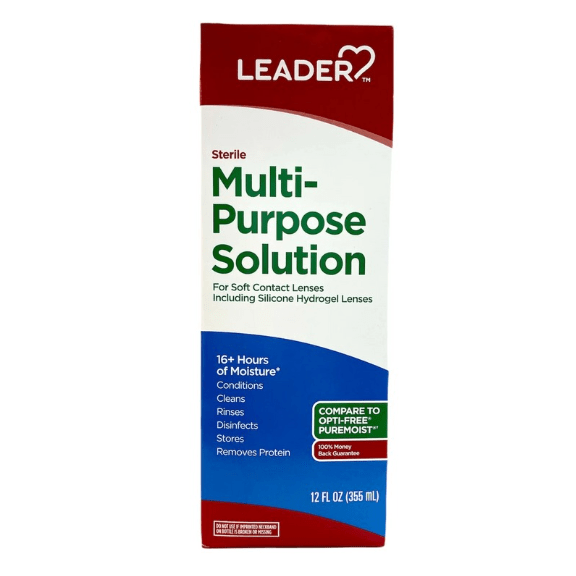 Solución para lentes de contacto multiusos Leader - 12 oz