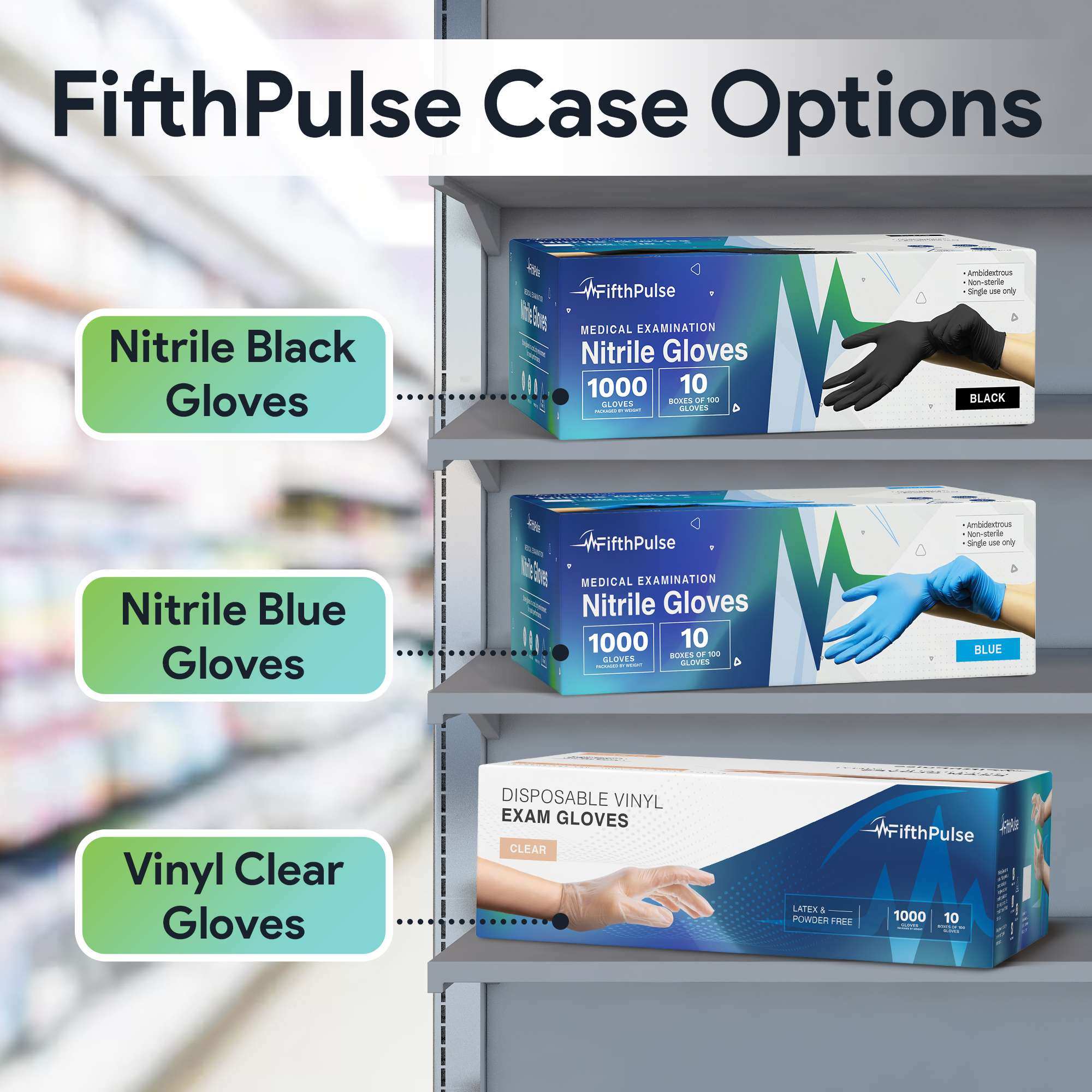 FifthPulse Bulk Clear Vinyl Gloves Disposable Latex & Powder Free - 1000 Ct