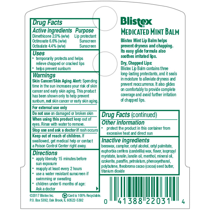 Blistex Medicated Mint Balm Stick SPF 15