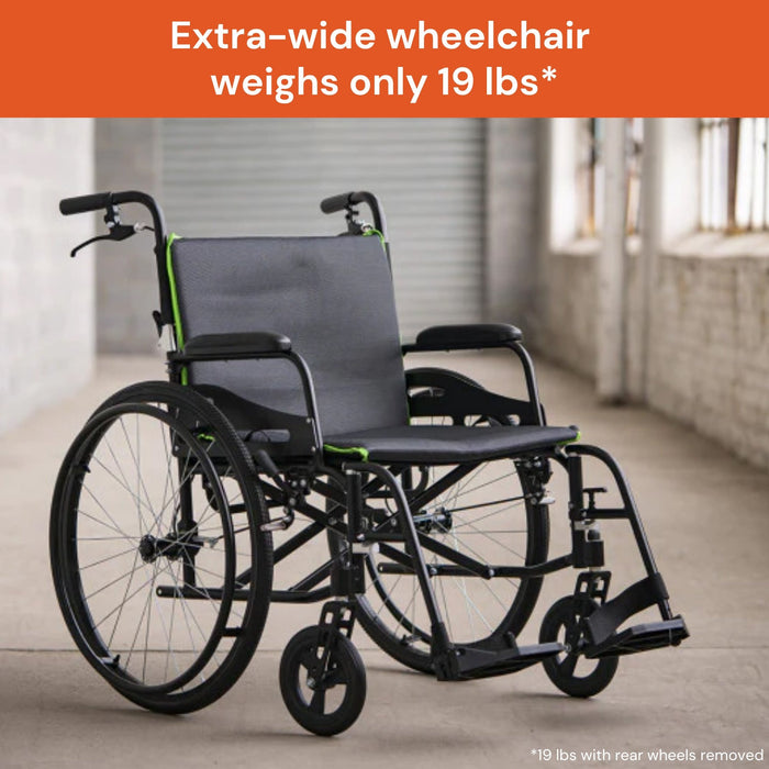 Feather Lightweight Bariatric Wheelchair Extra Wide World's Most Lightweight ONLY 15 lbs.