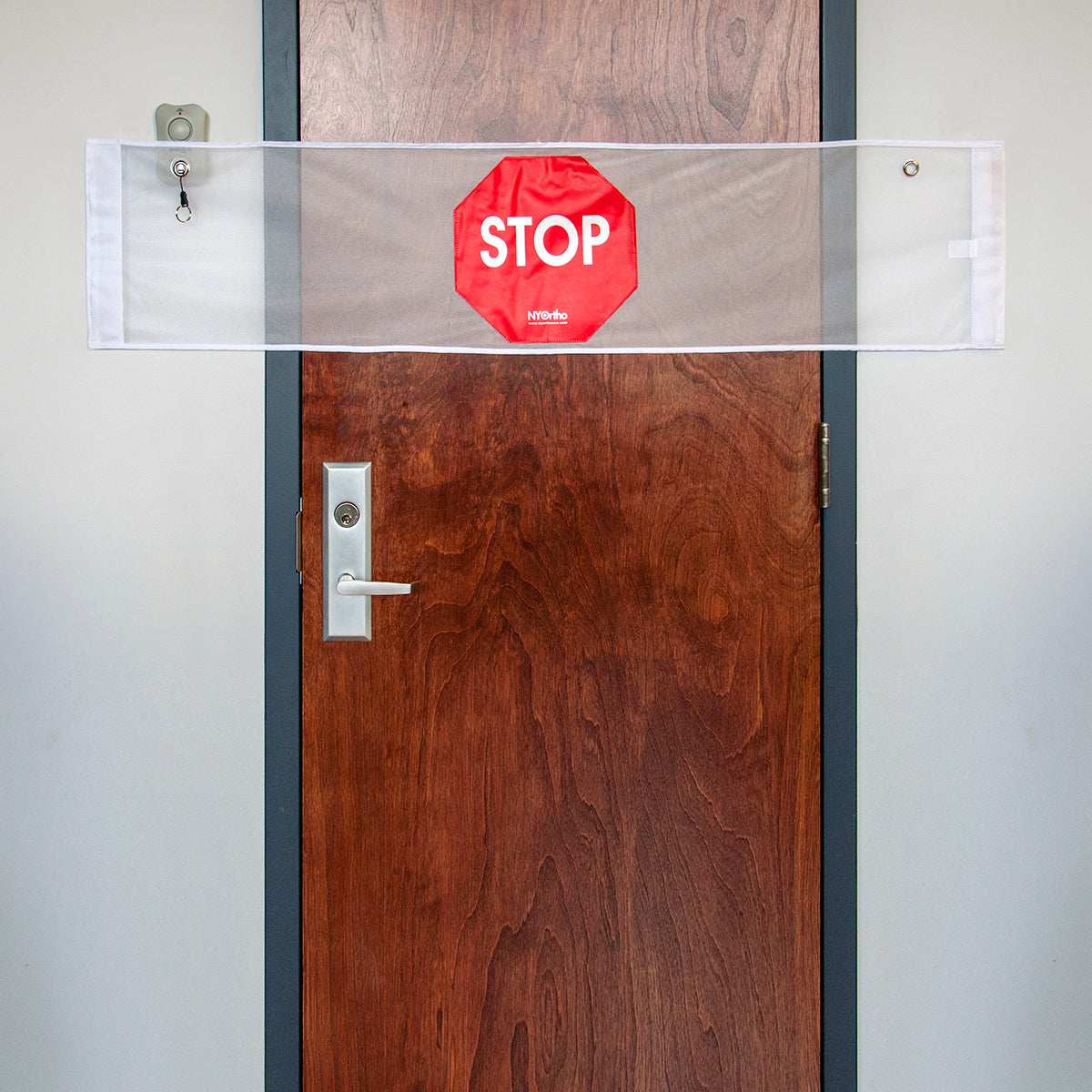 NY Ortho Door Guard Stop Sign Banner with Alarm