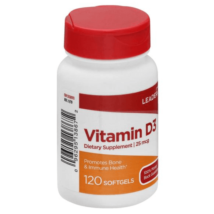 Leader Vitamin D3 25Mcg Softgels - 120 Ct