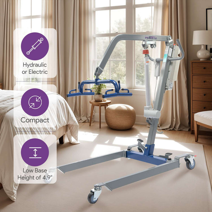 Hydraulic Patient Lift with Electric Upgrade - 400 lb Weight Capacity