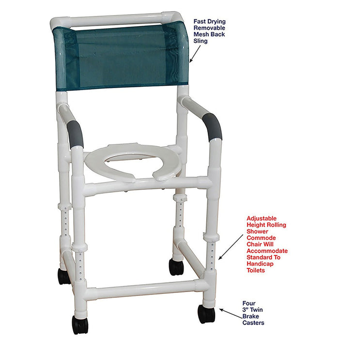 MJM International Adjustable Height Rolling PVC Shower Chair