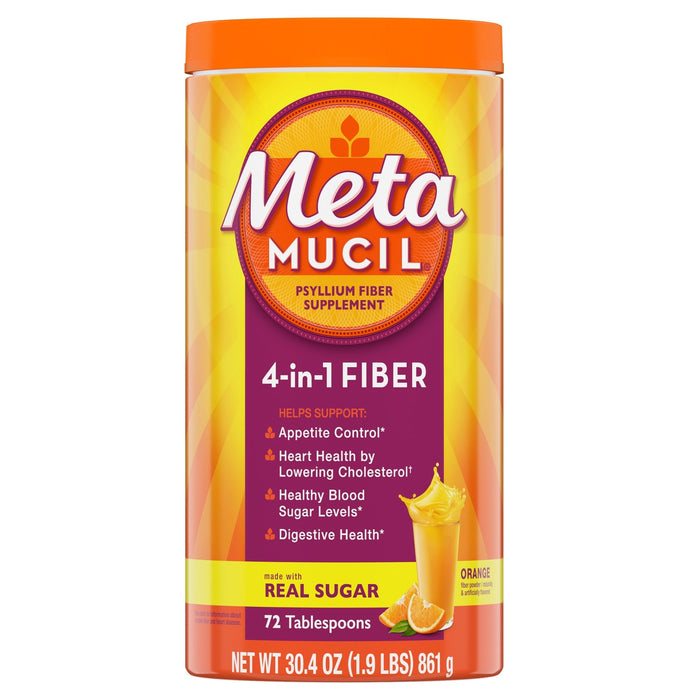 Metamucil Psyllium Fiber Supplement with Sugar Powder Orange