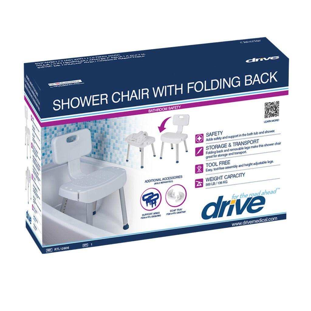 Drive Medical Bathroom Safety Shower Chair with Folding Back - Shop Home Med