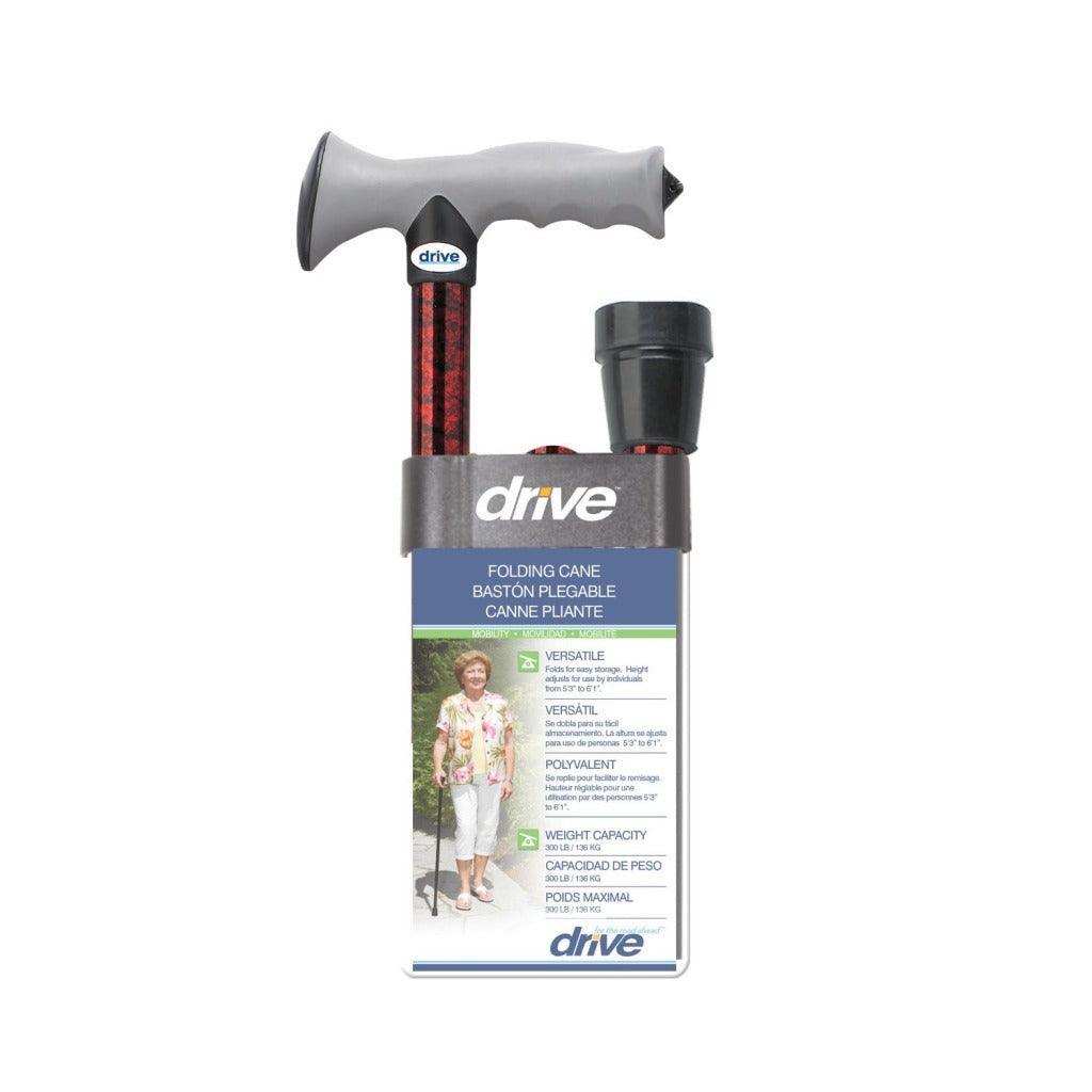 Drive Medical Adjustable Lightweight Folding Cane with Gel Hand Grip - Shop Home Med