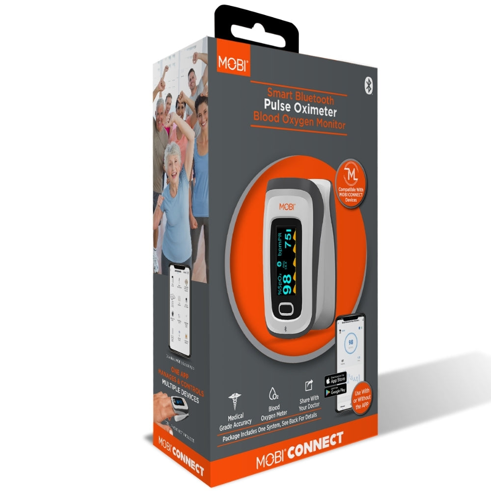 Oxímetro de pulso Bluetooth de dedo Mobi Smart Monitor de oxígeno en sangre