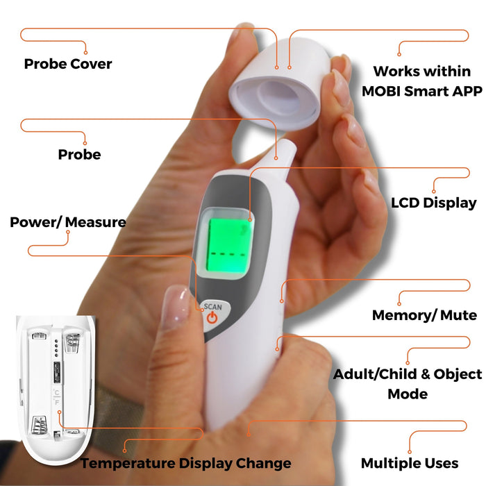 Mobi Smart DualScan Ear and Forehead Bluetooth Thermometer