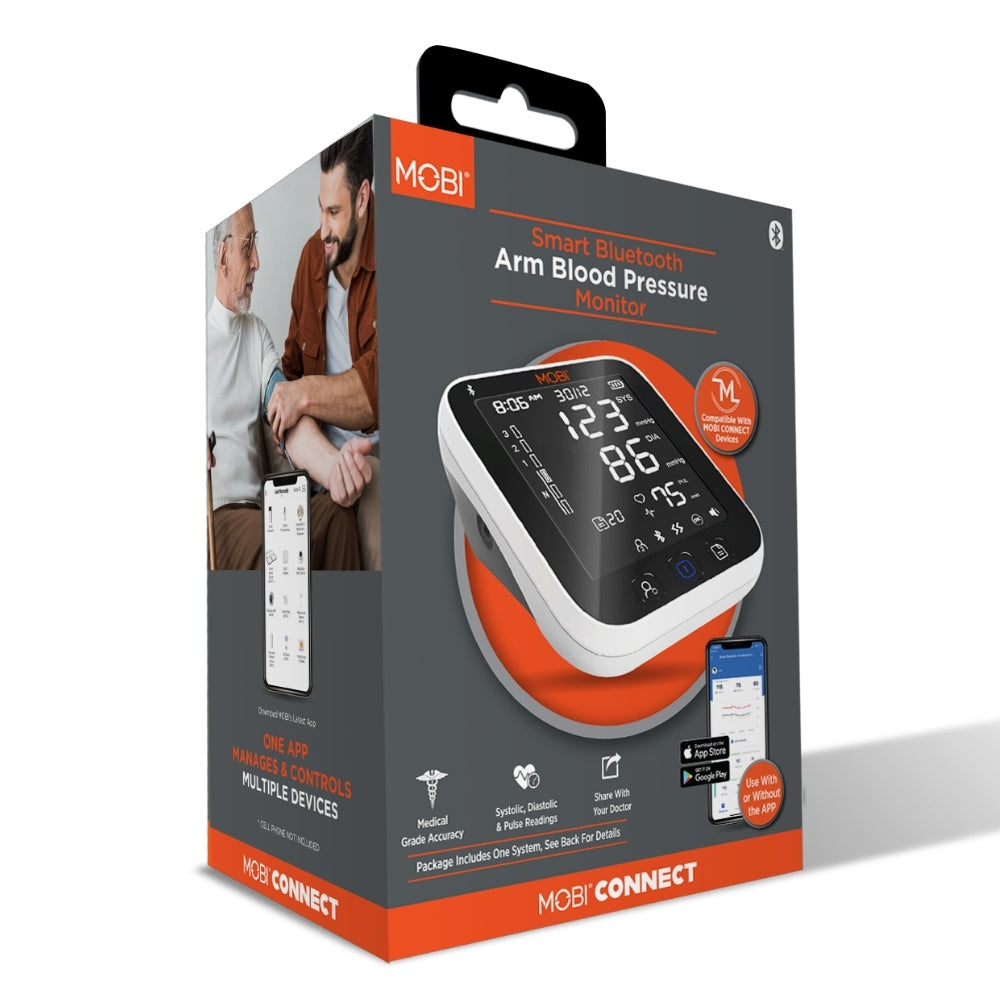 Mobi Smart Bluetooth Arm Blood Pressure Monitor with Adjustable Cuff