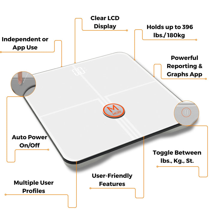 Mobi Smart BMI WiFi Digital Body Composition Scale with App Analysis and 18 Body Measurements